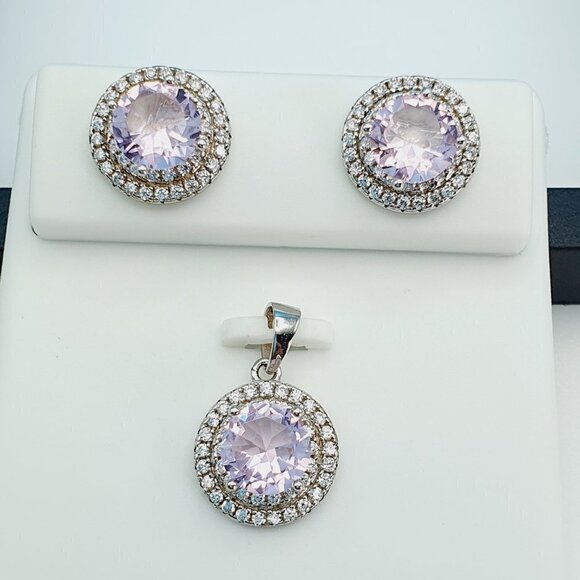 "925 Sterling Silver Cubic Zircon Jewelry Set, UU1P7A7047 - Picture 1 of 9